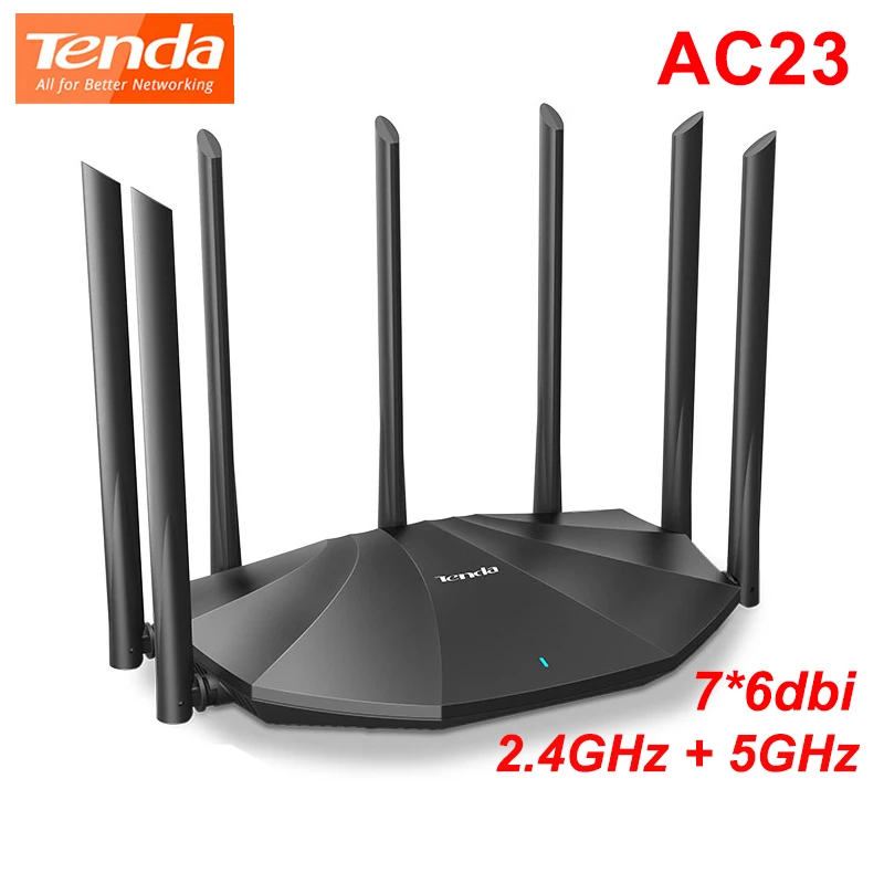 

Tenda AC23 AC2100 гигабитный Wifi роутер двухдиапазонный 2,4G + 5G 100/1000 Мбит/с IPv6 4X4 MU MIMO 7 * 6dbi домашний ретранслятор более 100 м быстрее