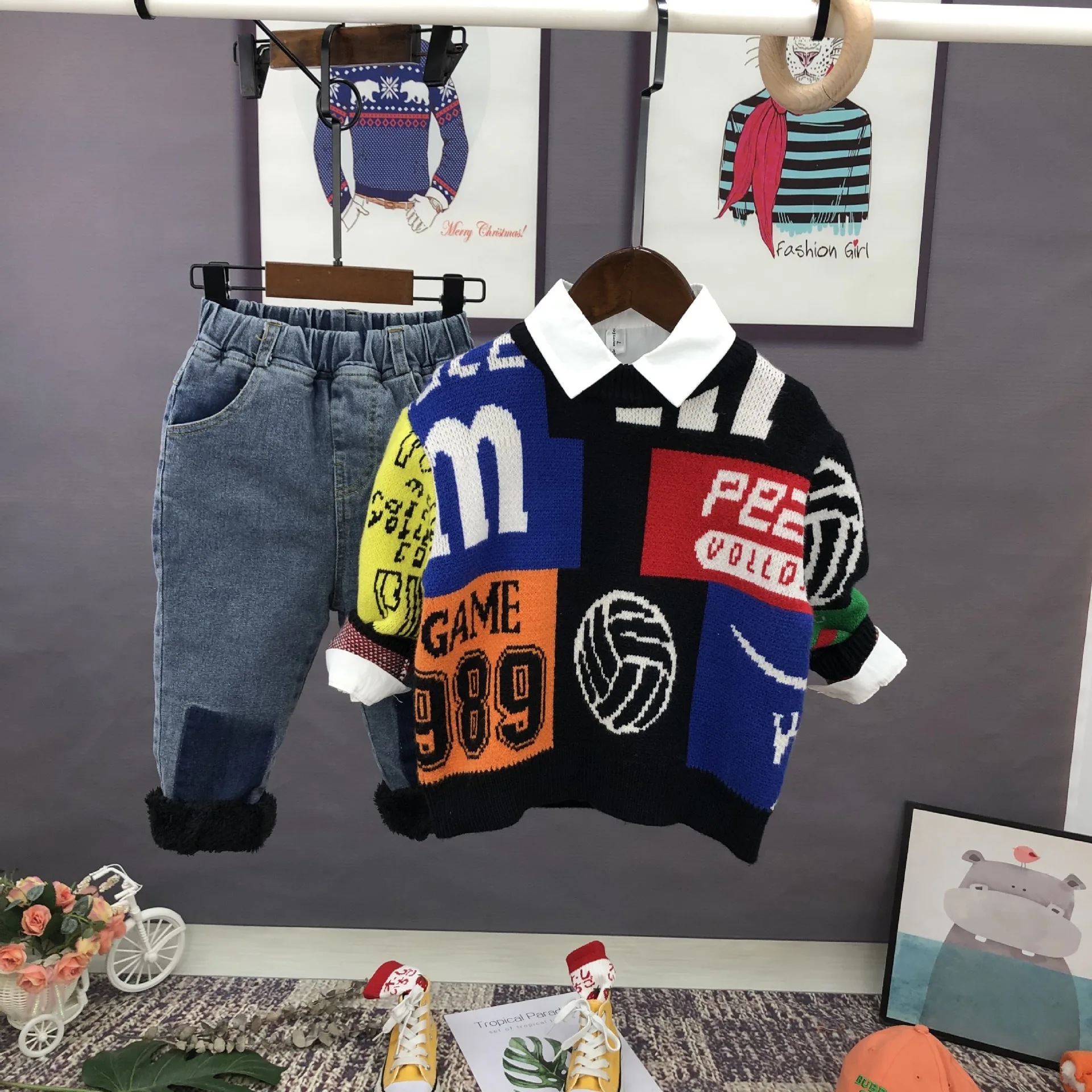 

Свитер для мальчиков, пальто, новинка 2022, вязаные свитера, детские осенние вязаные свитера, пальто, одежда, корейские детские топы, карфиган ...