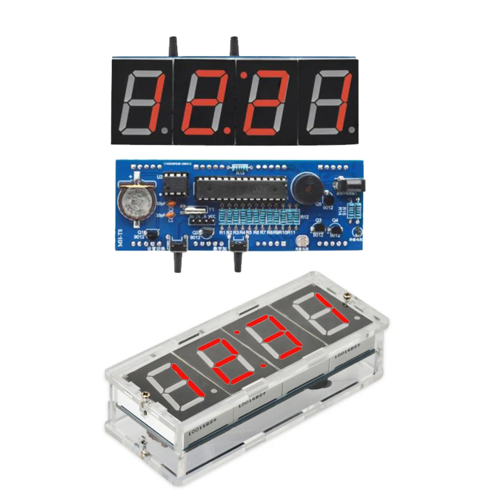 4 биты DIY цифровые часы 1 дюйм электронный микроконтроллер комплект светодиодная