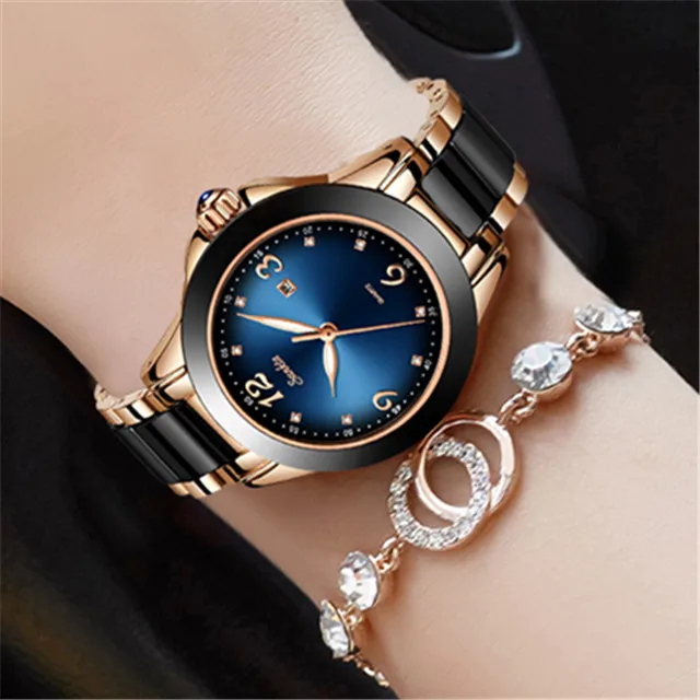 SUNKTA, модные женские часы, розовое золото, женские часы-браслет, Reloj Mujer, новинка, креативные водонепроницаемые кварцевые керамические часы