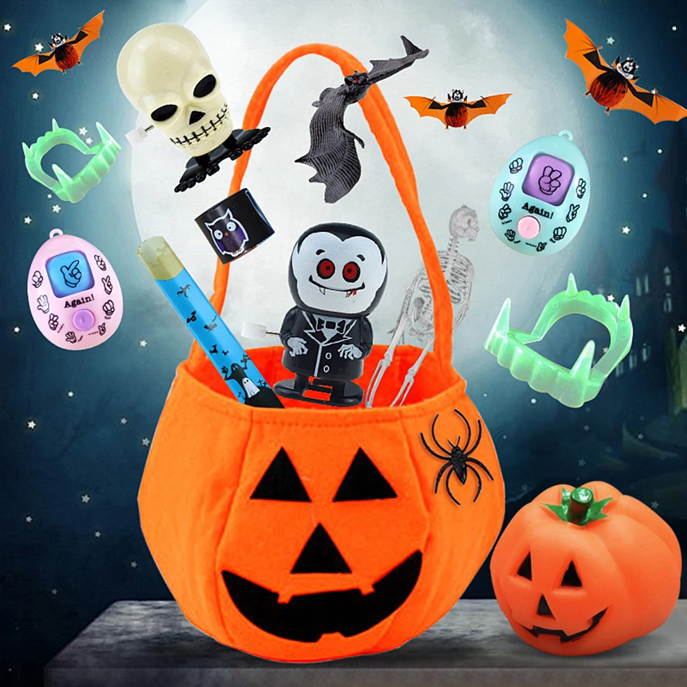 

16pcs Halloween Decompression Toy Suit Horror Series Skeleton Skull Bat Spider Pumpkin Halloween Party Decoration