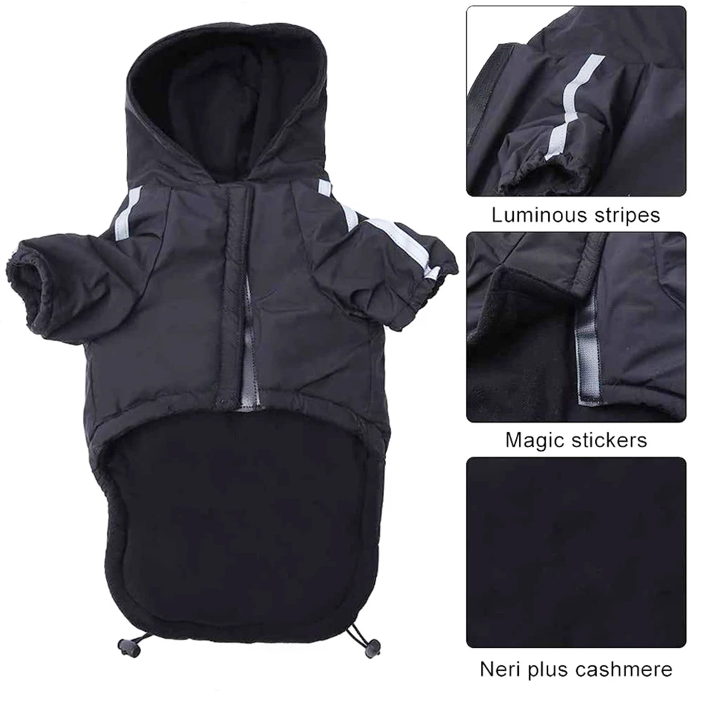 Pet Dog Winter Waterproof Coat Puppy Warm Jacket The Face Hoodie Reflective Clothing For Small Medium Dogs Cat Clothes | Дом и сад