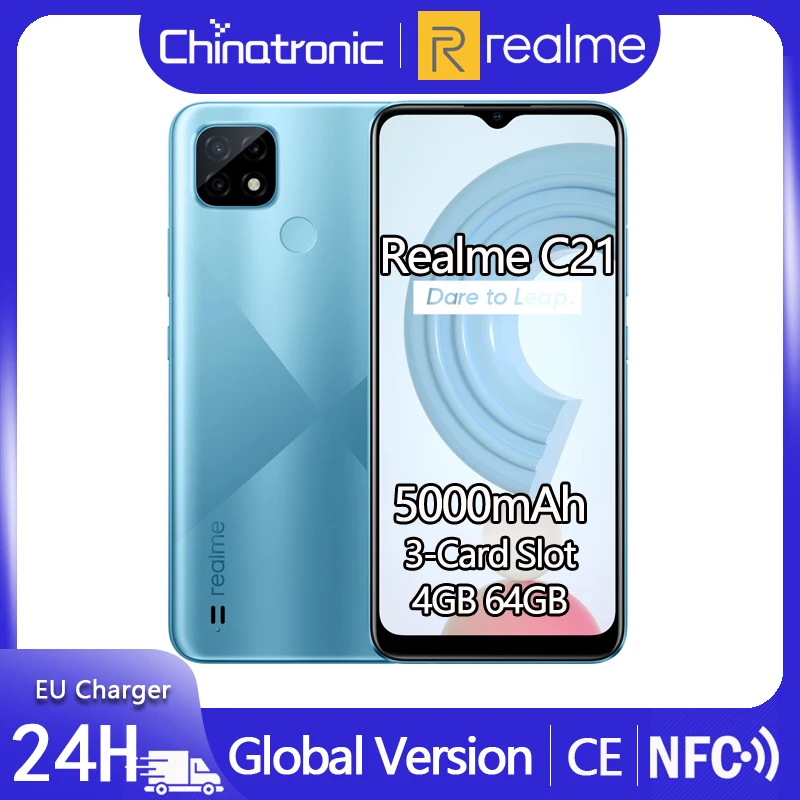Realme C21 4 Гб 64 глобальная версия Android 10 Мобильный телефон 6 5 &quot ВЫСОКАЯ ЧЁТКОСТЬ Helio