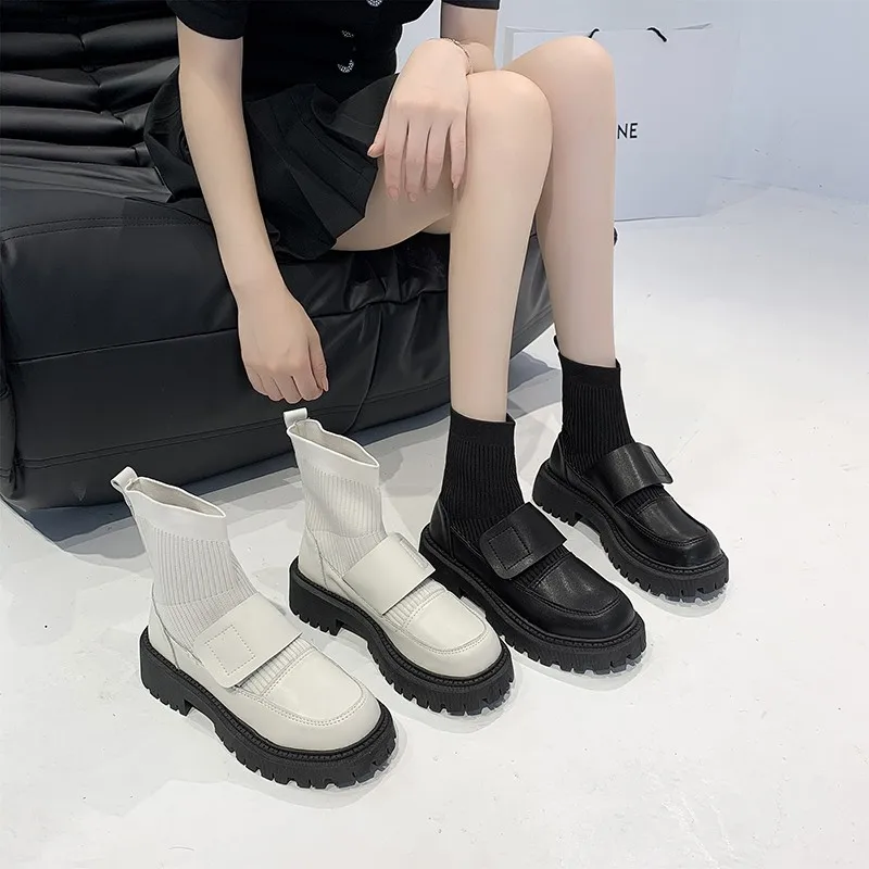 

Martin Boots Women's British Style Autumn New Women's Shoes Korean Version Of Online Celebrity Round Head Casual Short Wool Boot