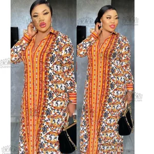 Новое модное платье с воротником-рубашкой, Африканское шифоновое Свободное длинное платье Дашики для традивечерние (CPXF06)