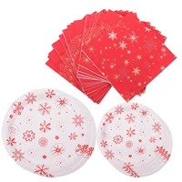 52pcs disposable xmas themed paper tablewares christmas service napkin paper cups festival party supplies assorted color