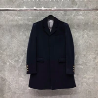 tb thom jacket autumn winter woolen mens jackets fashion brand overcoats long single breasted back wool loose navy tb suit coat