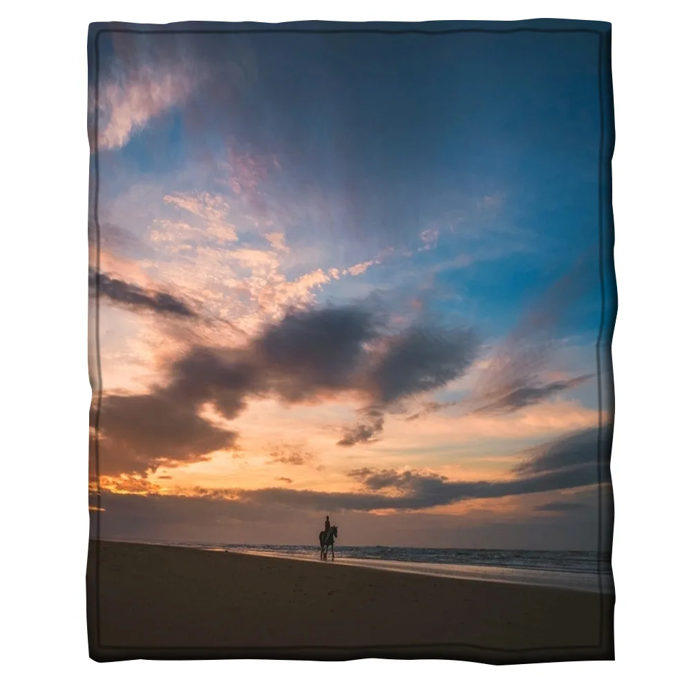 Фланелевое Одеяло ONGLYP с принтом лошадей супермягкое плюшевое покрывало для