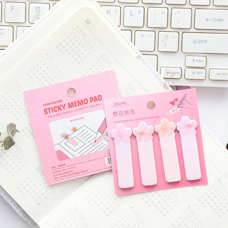 Наклейки планировщик с цветком вишни липкий блокнот для заметок Kawaii