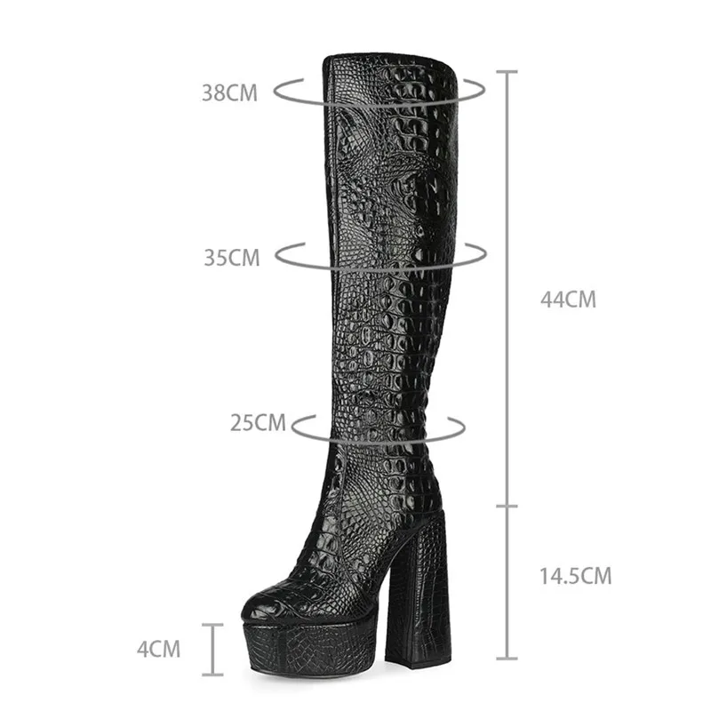 

Thick heel knee boots large women's women's shoes knee boots high leather boots