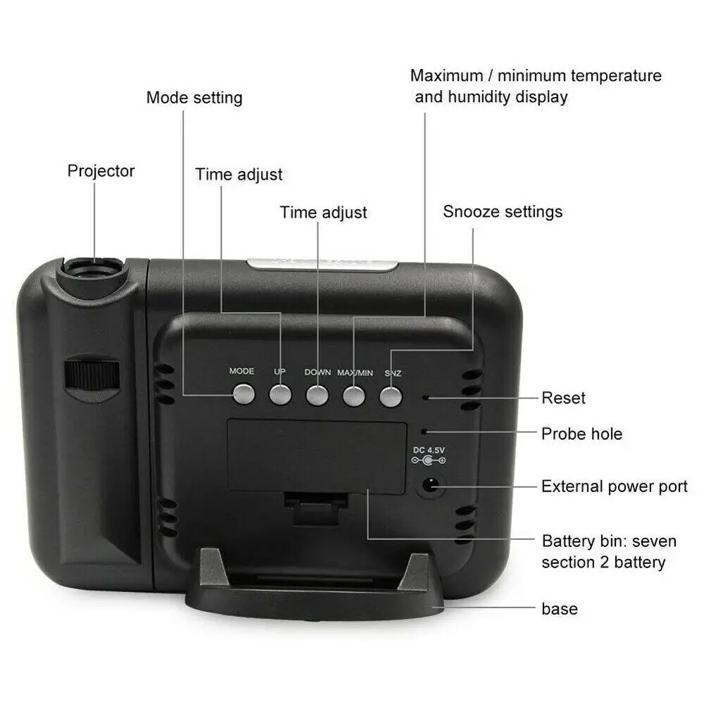 Умные цифровые часы с проекцией температуры ЖК-дисплеем электронные вращающиеся