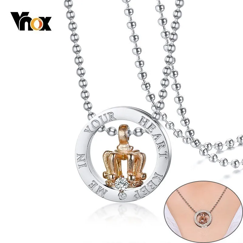 Vnox его и ее Корона Шарм ожерелья для женщин мужчин по индивидуальному заказу