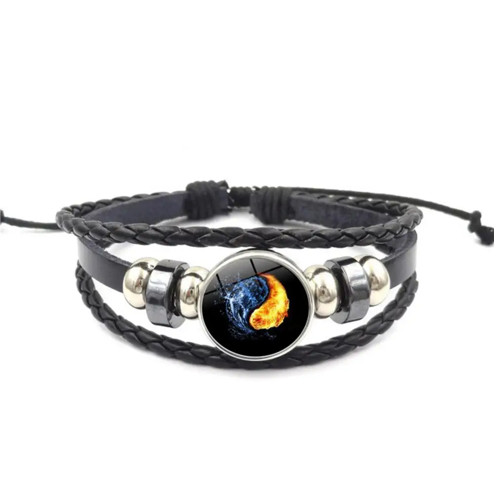 

Vintage Unisex Yin Yang Pattern Multi-layer Faux Leather Adjustable Bracelet