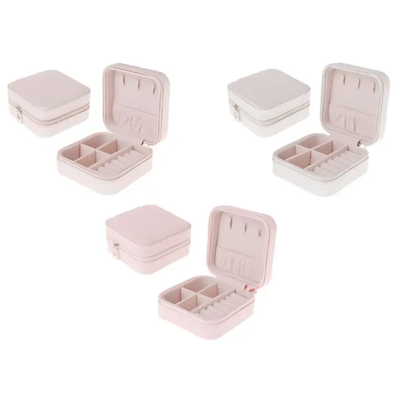 

Portable Jewelry Box Zipper PU Storage Organizer Jewelry Holder Packaging Display Travel Jewelry Case Gift Boxes For Women