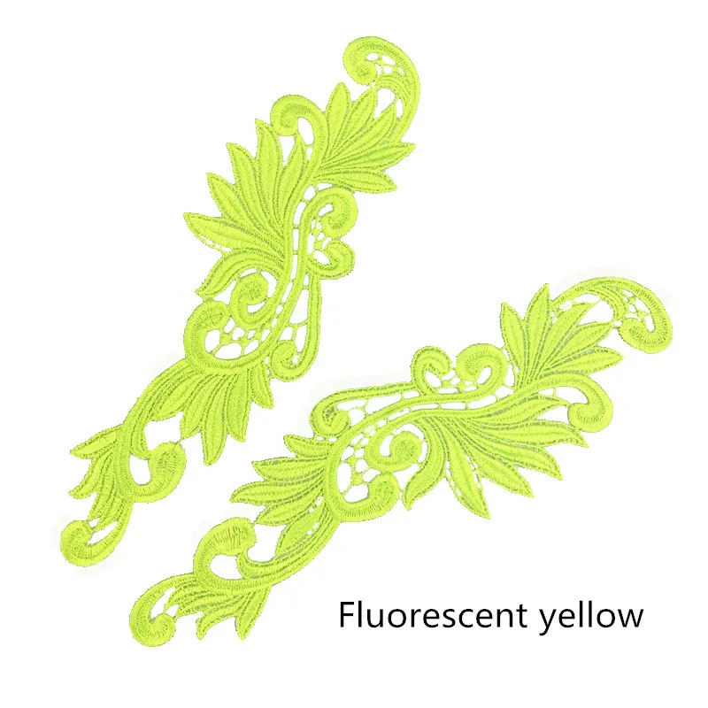 fluorescent yellow Zsbszc 5 пар Флуоресцентный цвет цветок кружево аппликация патч Танго костюмы для латинских танцев балетные костюмы платье Декор шитье ремесла DA004 - Цвет: fluorescent yellow