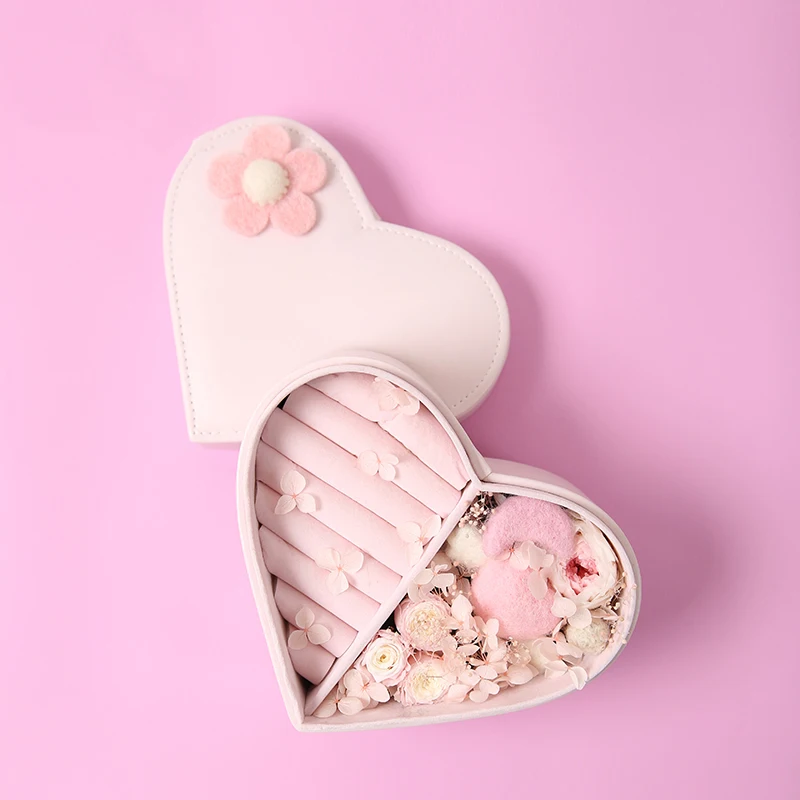 Маленькая кожаная коробка в форме сердца украшение для ювелирных изделий