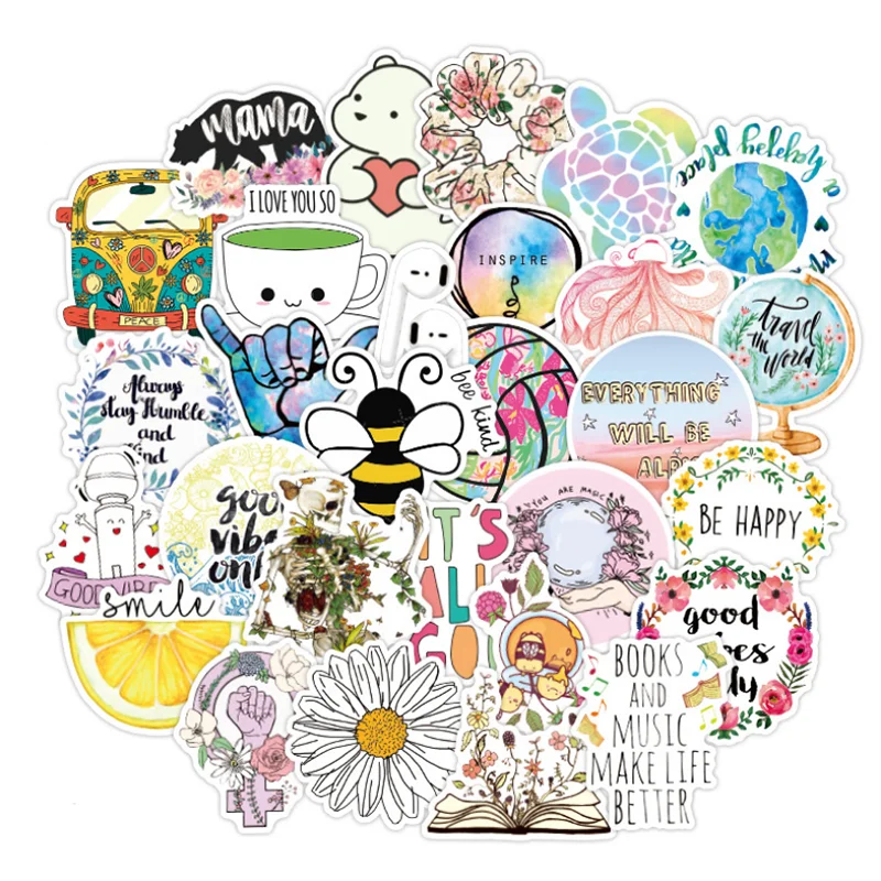 

10/30/50PCS Colorful Cute Fresh Series Suitcase Skateboard Motorcycle Notebook Cartoon Decorative Graffiti Sticker Wholesale