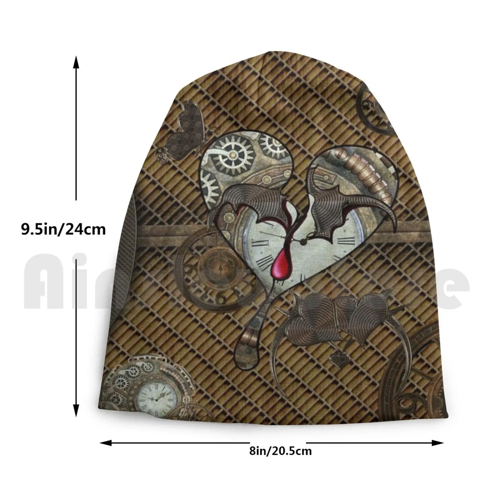 

Steampunk Heart With Clocks And Gears Beanies Knit Hat Hip Hop Steampunk Heart Love Gear Clockswork Technology