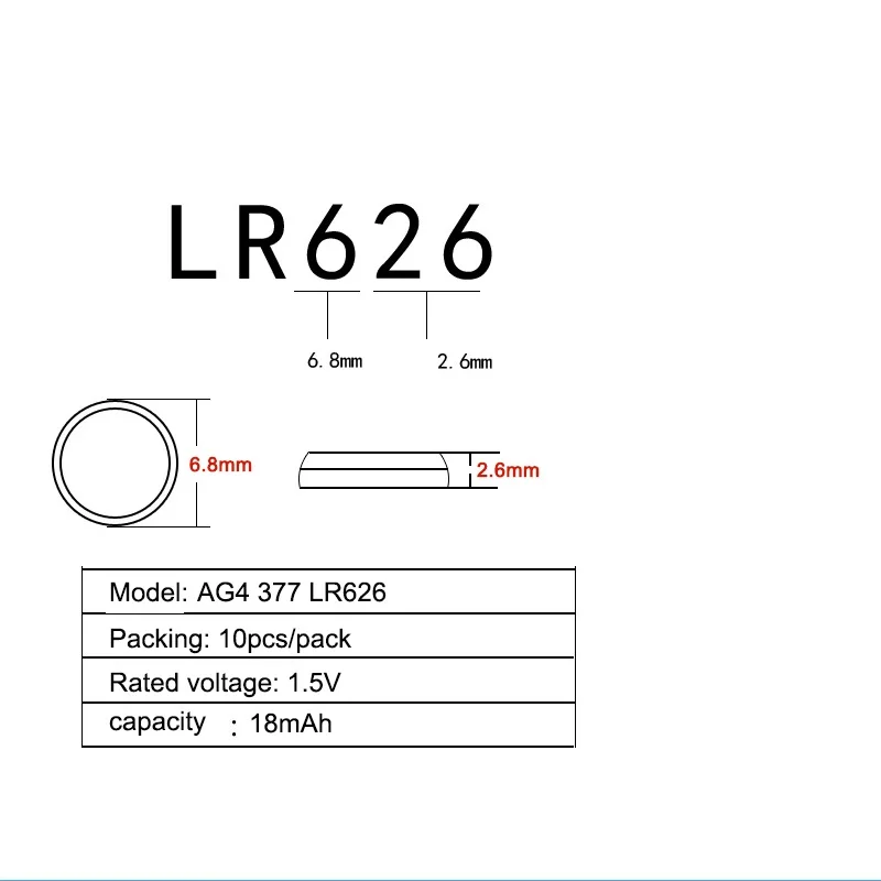 100 шт. AG4 377A 377 LR626 SR626SW SR66 LR66 кнопочный элемент батарея монетного типа для