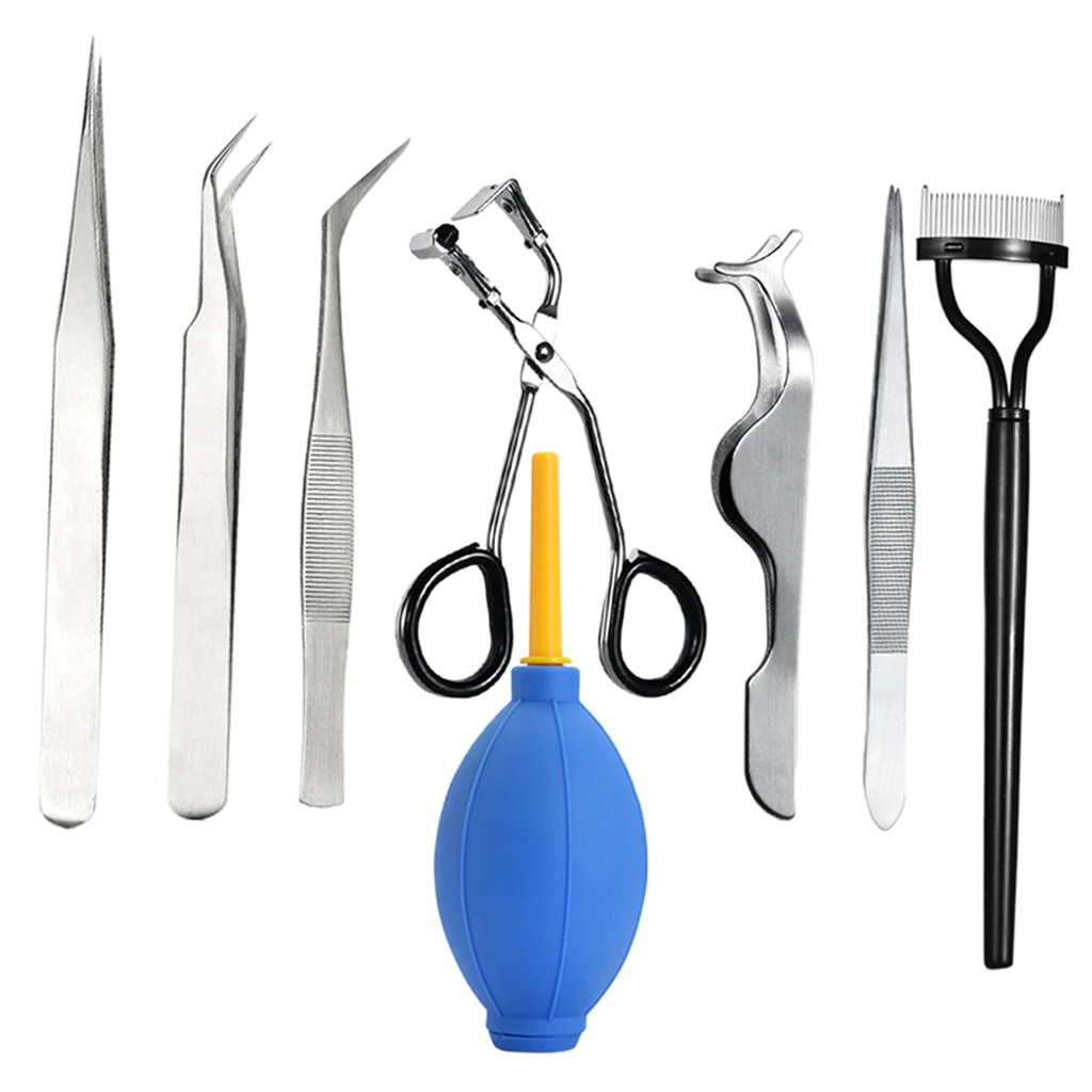 

Eyelash Curler Tools Set, Eyelash Makeup Kits with Eyelash Comb, Eyelash Extension Tweezers, Air Blow, and Curler