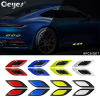 ceyes 6pcsset 3d car styling carbon fiber bumper strips safety warning tape secure reflector stickers car exterior accessories