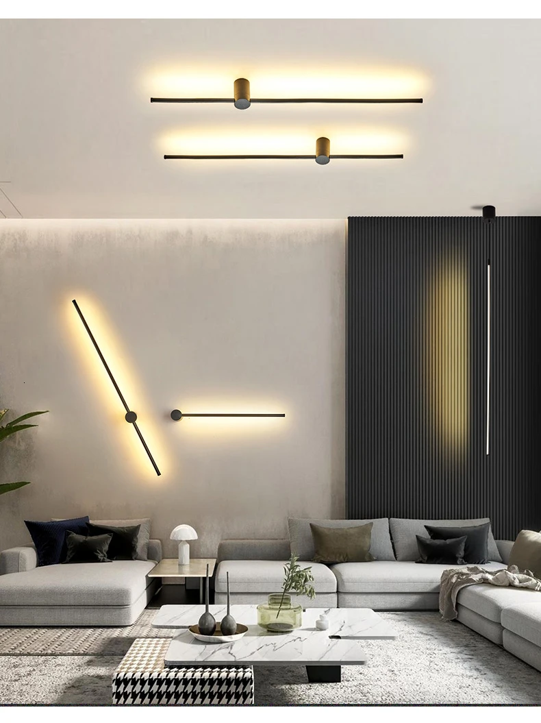 

Modern LED Wall Lamp Long Hanging Lights Simple Nordic Living Room Sofa Background Wall Light Bedroom Bedside Floor Lamp