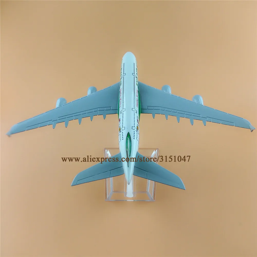 EVA Air A380 Airbus 380 Airlines Green Airplane Model Airways Alloy Metal Plane Diecast Aircraft 16cm | Игрушки и хобби