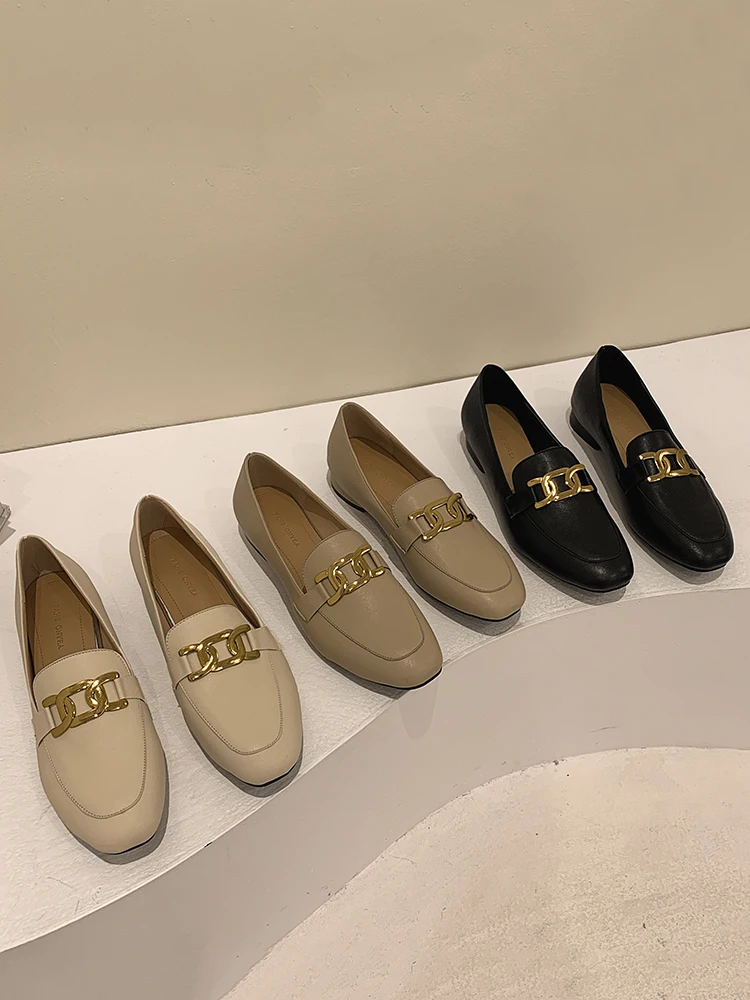 

Women's leather shoes spring 2021 new fashion casual buckle non-slip loafers