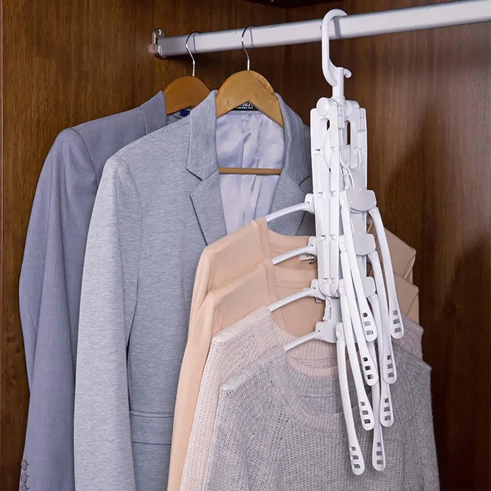 8 Heads Folding Multi-layer Hanger Plastic Multifunction Clothes Rack Household Space Saving Drying Wardrobe Organizer | Дом и сад