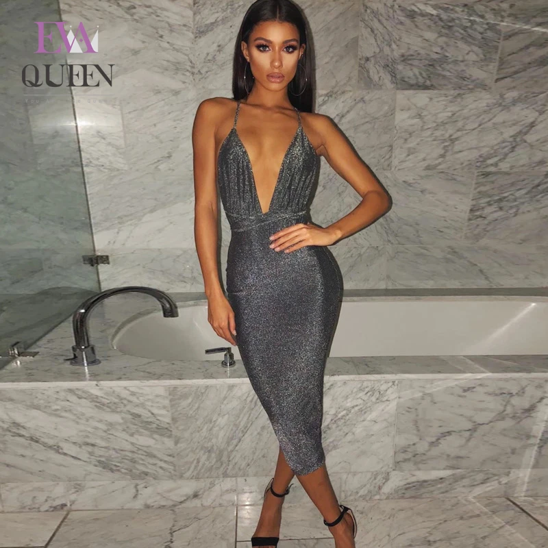 EvaQueen сексуальное длинное элегантное платье для женщин с глубоким v образным