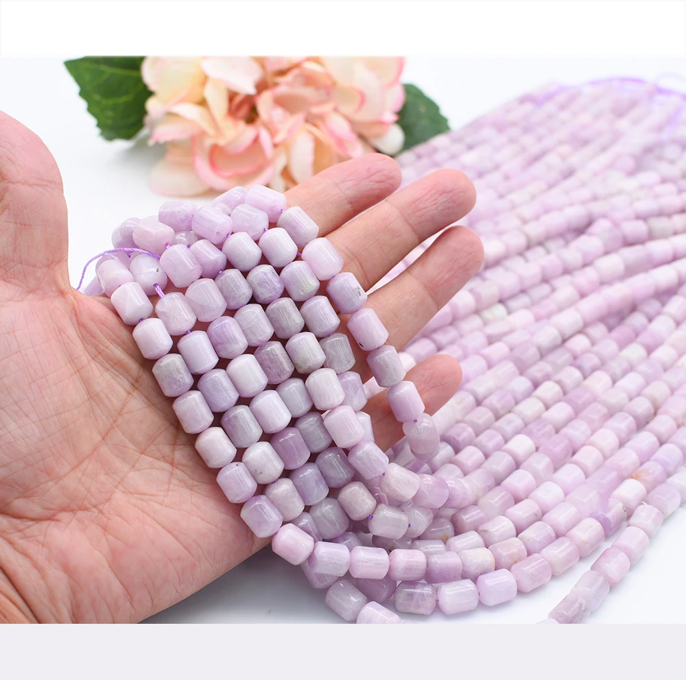 

8X10mm Natural smooth Kunzite Cylindrical shape Stone Beads For DIY necklace bracelet jewelry making 15 "free delivery