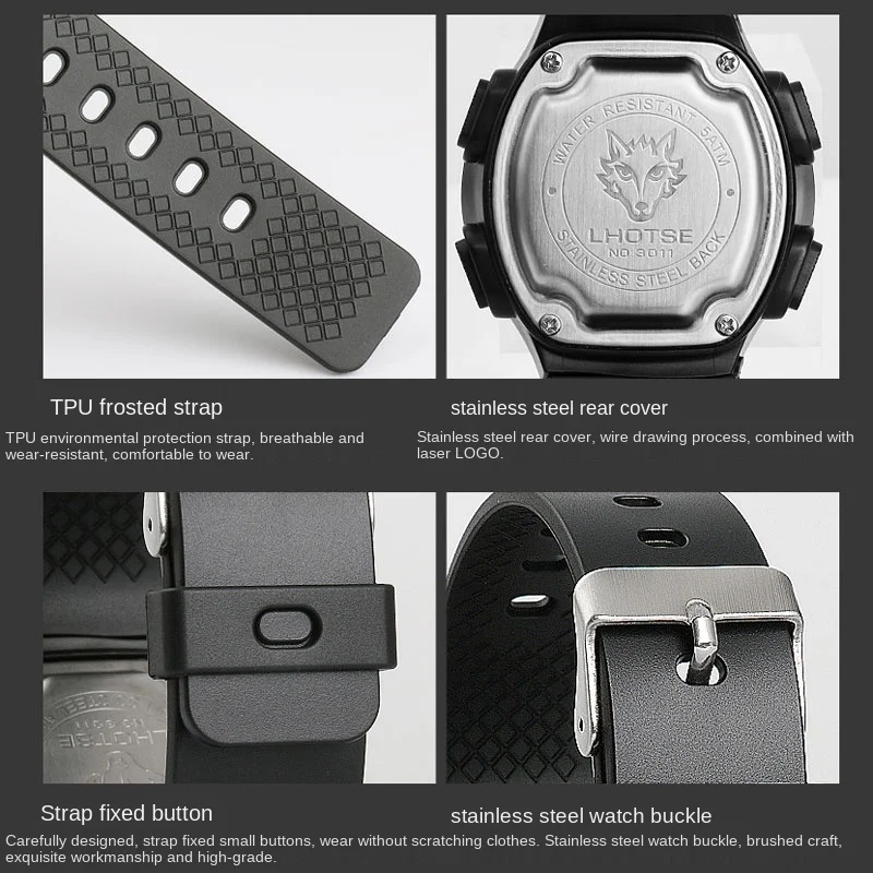 

MenS Watches 30 Meters Waterproof A Temperature-taking Sports & Outdoor Digital Wristwatches Swim Alarm Week Display Repeater