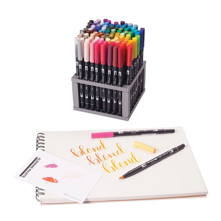 Tombow Abt 96/108 цветов Двойная ручка-кисть для каллиграфии художественный маркер с Подставкой Мягкий акварельный рисунок смешивание окрашивание товары для рукоделия