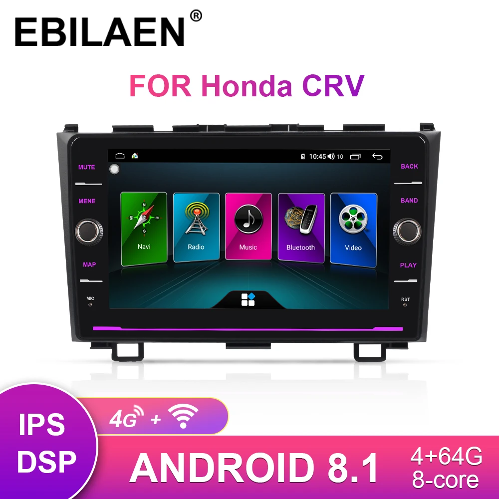 EBILAEN Автомобильный мультимедийный стерео dvd-плеер для Honda CRV CR-V 2007-2011 2Din Android 8,1 авто радио gps навигация магнитофон