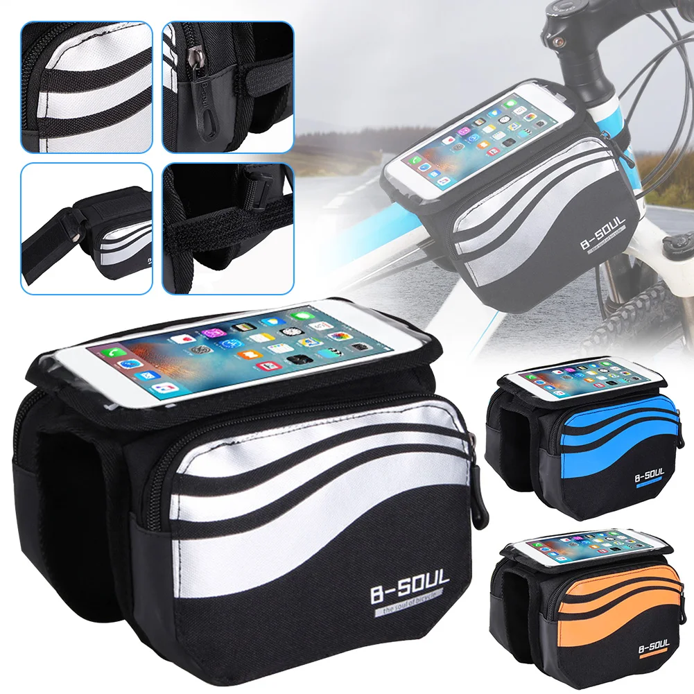 

Portable Bicycle Touch Screen Mobile Phone Bag Waterproof Mountain Bike Front Beam Bag Bicycle Saddle Bag Large Capacity 5.7"