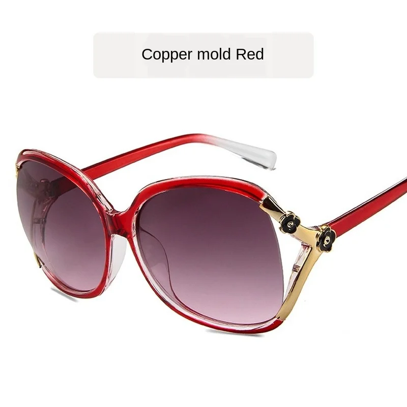 

HUHAITANGKorean Fashion Large Frame Sunglasses Flower Paint Sunglasses Camellia Women's Glasses Holiday Sunglasses Fashion