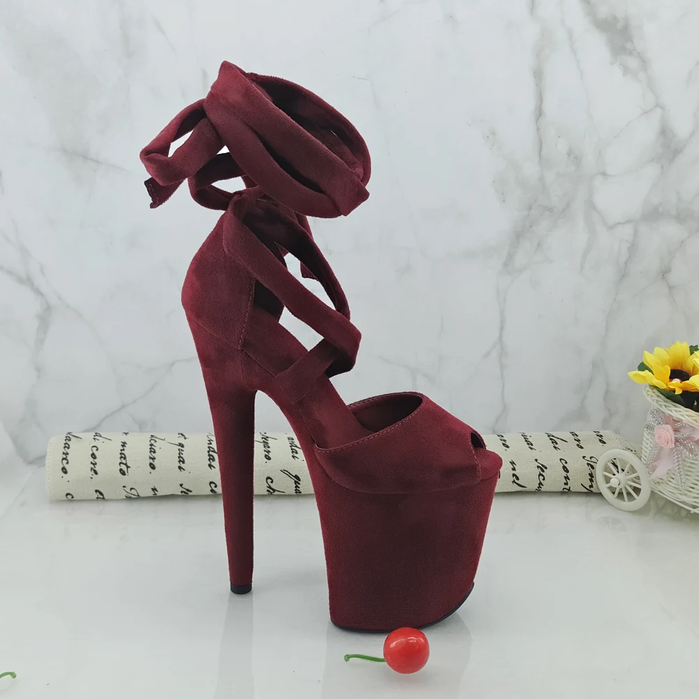 Leecabe 8Inch/20cm Women's Platform Sandals party High Heels Shoes Pole Dancing Shoes - Цвет: WireRED as Picture