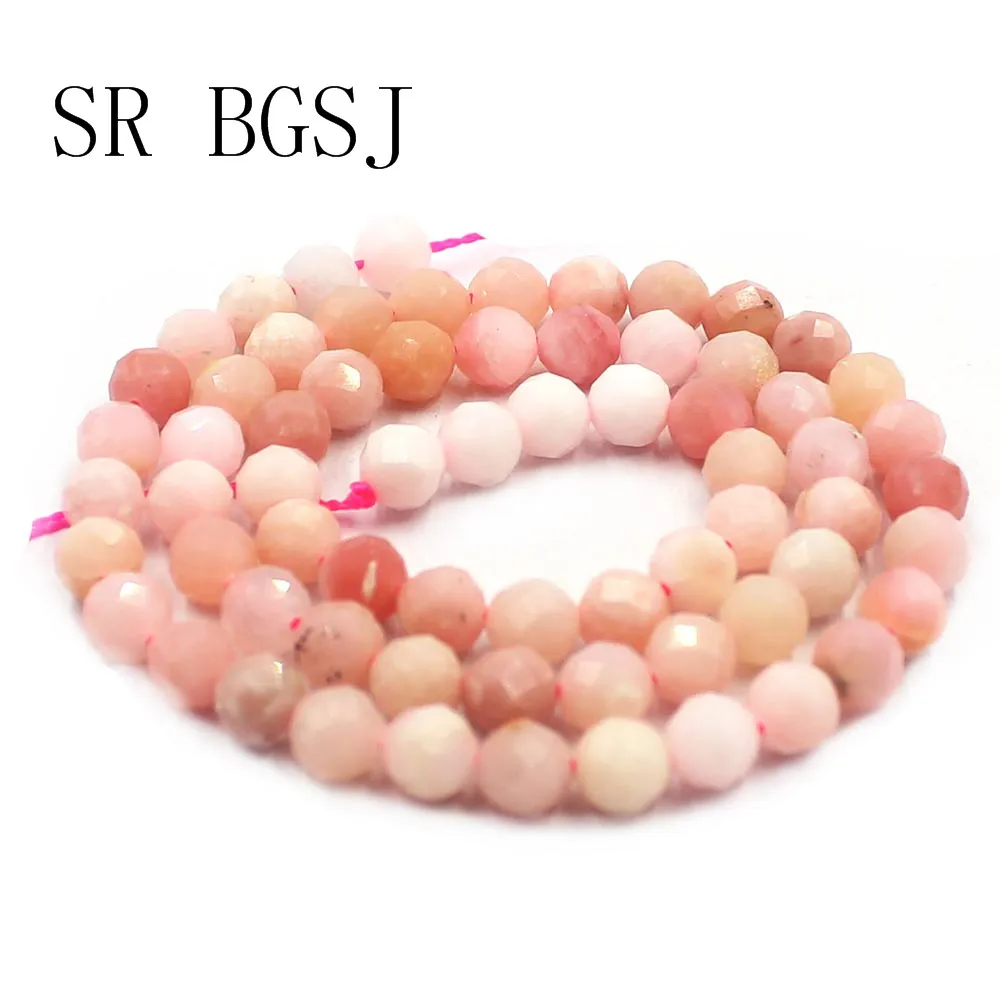 Бесплатная доставка 6 мм граненый розовый опал круглые ювелирные аксессуары