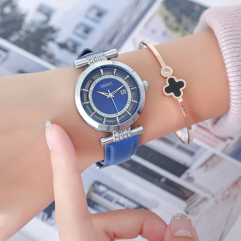 

OUBAOER 2021 Women Watches Waterproof Quartz Movement Leather Clock Luxury Fashion Trend Ladies Diamond Wristwatches Best Seller