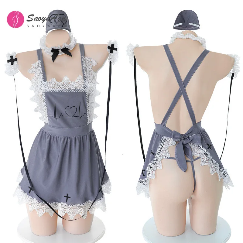 

Sexy Lingerie White Grey Nurse Erotic Costumes Maid Cosplay Dress Women Anime Hot Cute Uniforms For Girls Photograph Dresses