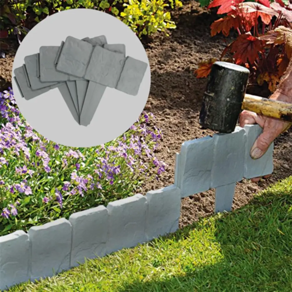 

20PCS Imitation Stone Fence Gardening Grounding Fence Folding Garden Fence Border Edging DIY Decorative Garden Landscape