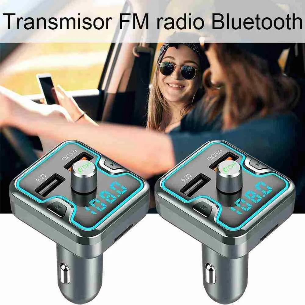 

Автомобильный MP3-плеер Bluetooth комплект FM-передатчик FM-радио Bluetooth USB пара Быстрая зарядка подходит для всех телефонов и планшетов