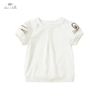 DB17786 нижнее белье в стиле бренда dave bellaлетнее платье для маленьких девочек; Симпатичная хлопковая Футболка с принтом из мультфильма; Детская одежда; Детская верхняя одежда для девочек; Модные футболки с принтом