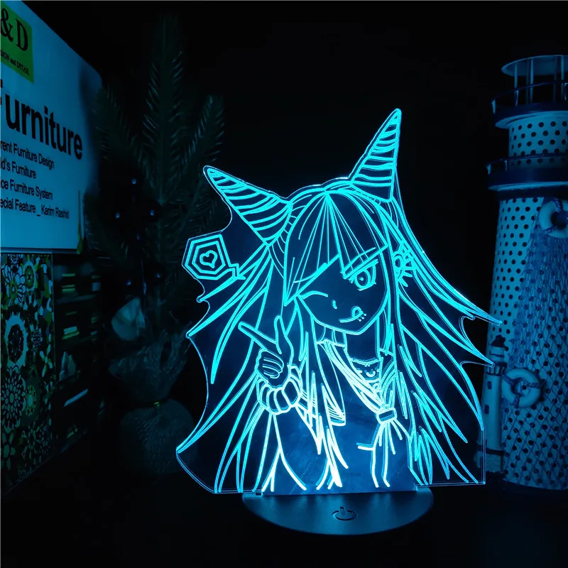 Иллюзия Danganronpa Mioda Ibuki светодиодная 3D Аниме лампа освещение ночники Меняющие цвет