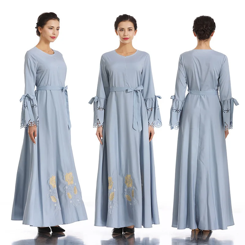 Арабский мусульманский на шнуровке Цветочные Вечерние платья абайя этнический