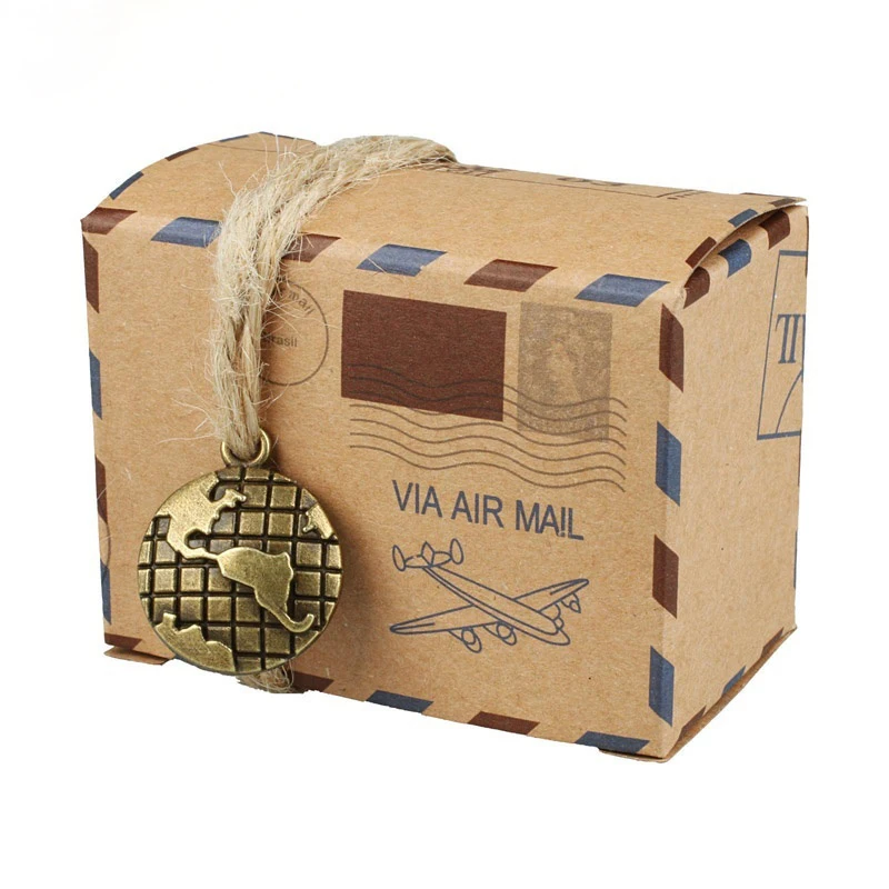 50 шт. крафт-бумага коробка для конфет с глобусом и компасом шоколада подарков