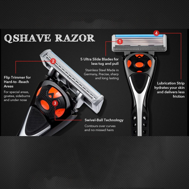 Qshave, Черный Человек-паук, ручная бритва, бритва для мужчин, может дизайн, название, подходит для Quattro titanium(1 шт. ручка, 2 шт. X5 лезвие