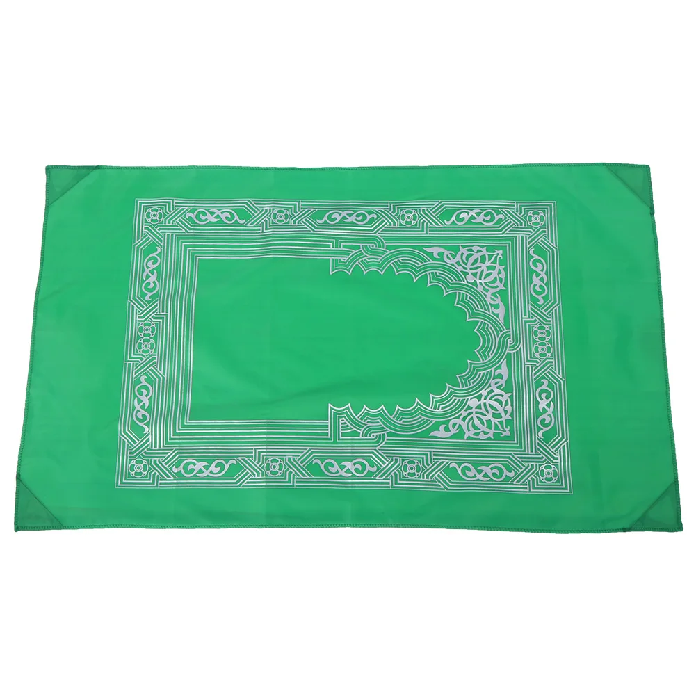 

4Pcs Polyester Portable Zipper Bag Compass Muslim Prayer Mat Carpet Worship Blanket Prayer Blanket(Green)