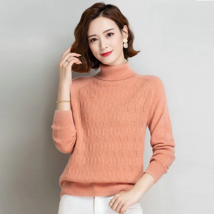 

Women Turtleneck Cashmere Sweater Winter Goat Wool Knitted Top Female Gentle Colour Warm Soft Jumper High Collar Knitwear 2020