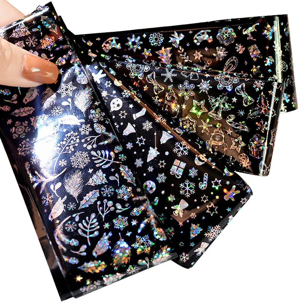 Наклейки для дизайна ногтей в рождественском стиле со снежинками и звездным